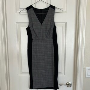 White House Black Market Black and Gray Midi Dress